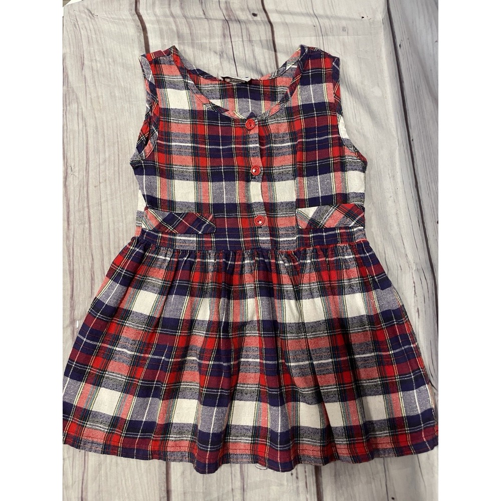 Vintage Melody Creations Girls Plaid Dress Sz 6 Red White Tartan Preppy USA